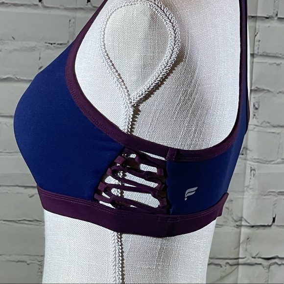 NWOT FABLETICS perry lace up sports bra   cross cross SMALL blue & purple - Picture 5 of 6